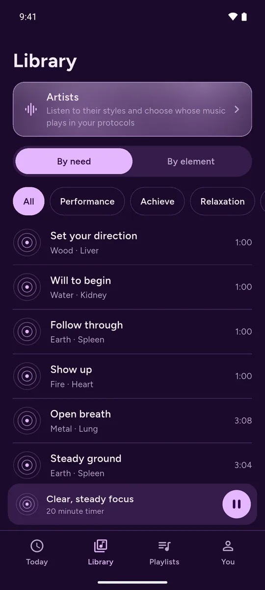QiTone app: Library