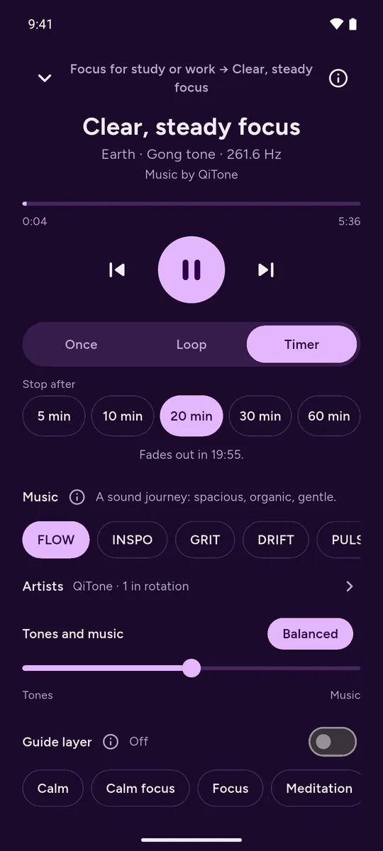 QiTone app: Now playing