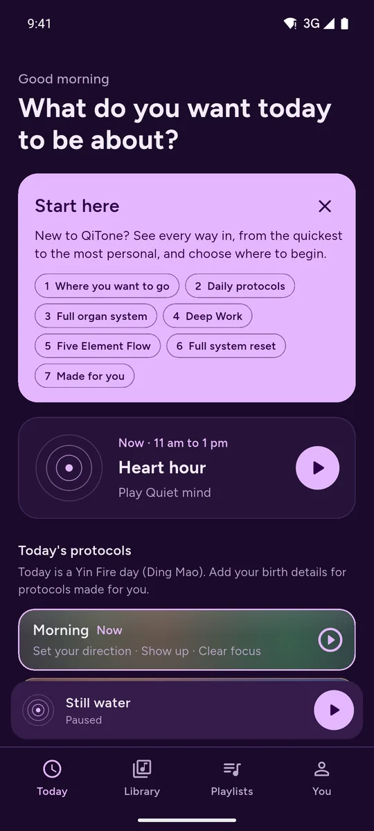 QiTone app: Today