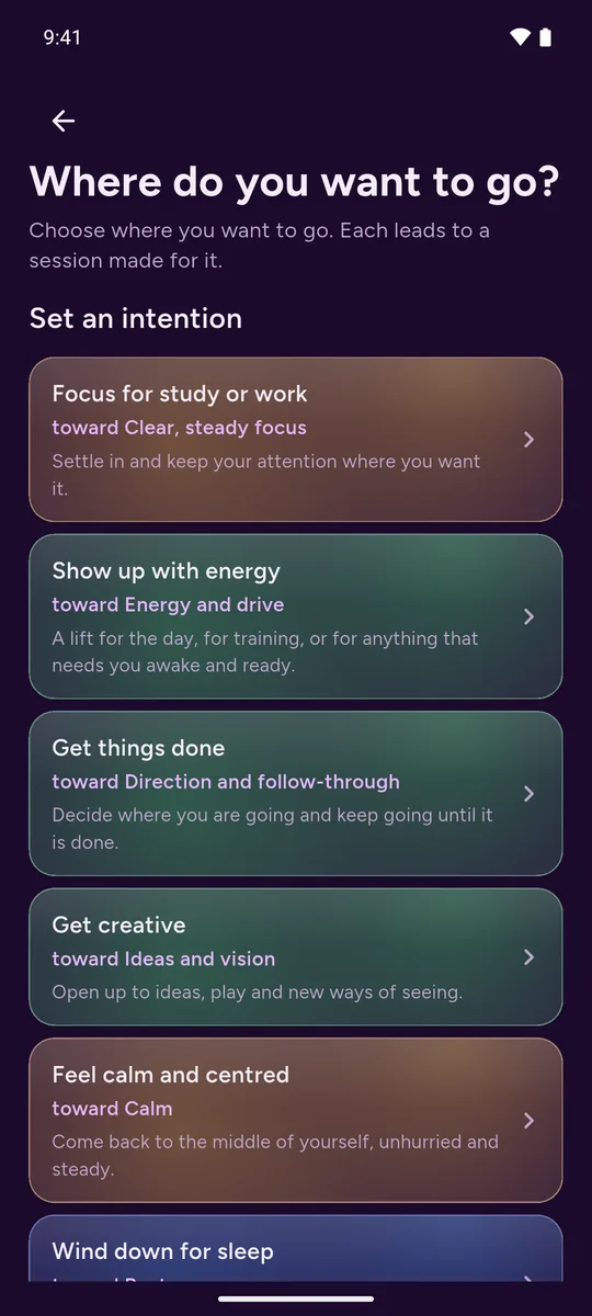 QiTone app: Where do you want to go?